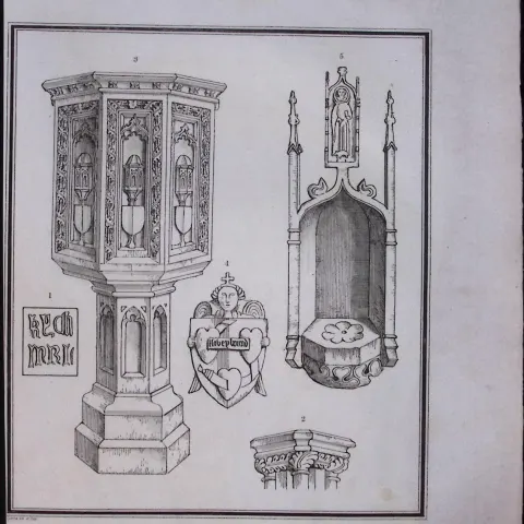 Cornwall South Porch St Austell Church Rare Antique Copper Plate Etching By S Lyons
