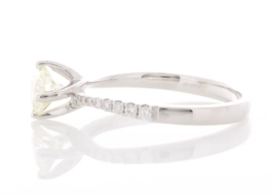 18ct White Gold Diamond Ring With Stone Set Shoulders 0.87 Carats
