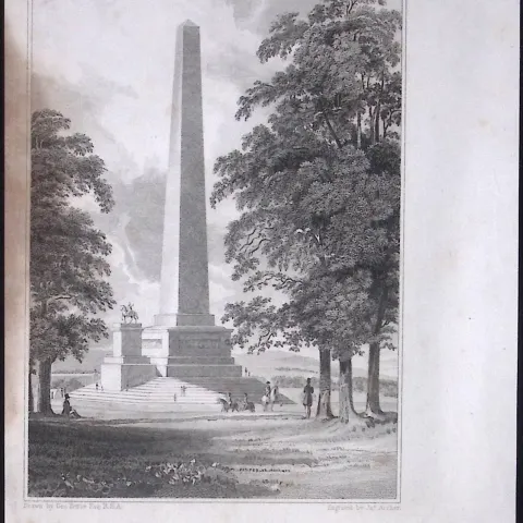 Dublin Wellington Monument Phoenix Park 194 Years Old Antique Steel Engraving-33