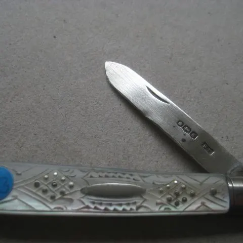 George V Mother of Pearl Hafted Silver Bladed Folding Fruit Knife