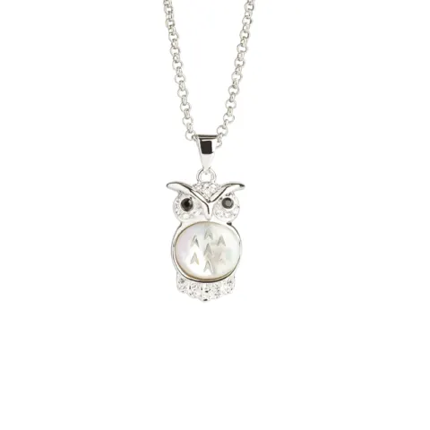 Baby Mother of Pearl and Swarovski Crystal Owl Pendant - Unboxed