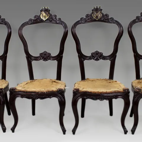 Set of 4 Victorian Heraldic Crested Chairs c.1850