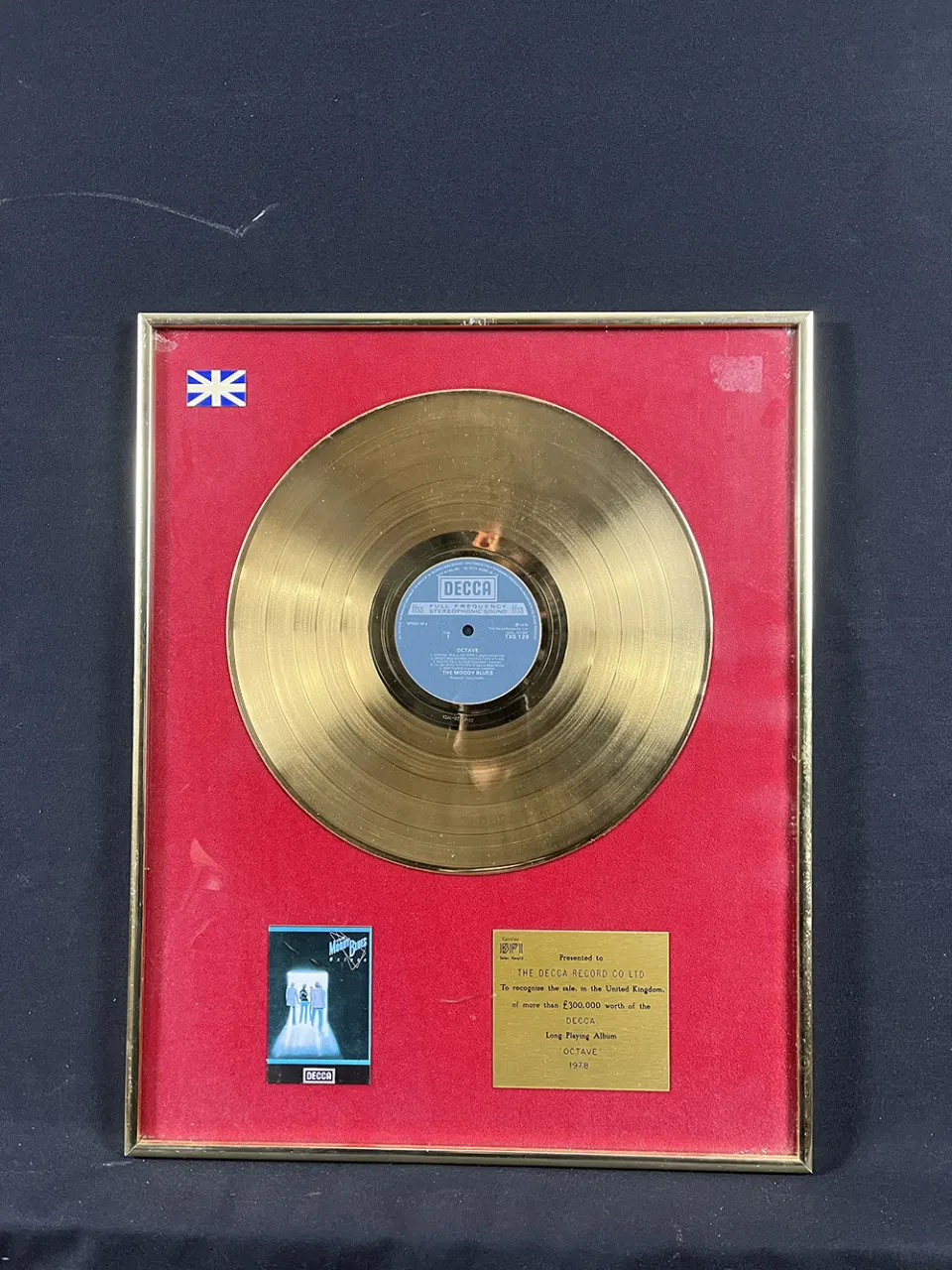 Moody Blues Gold Disc £300,000 Sales Award