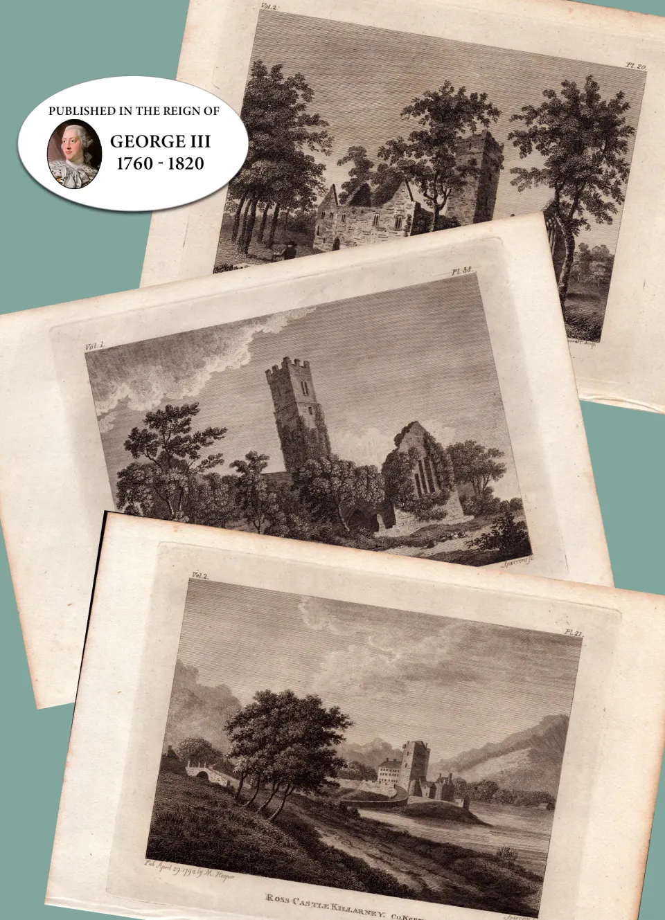 Kerry Ireland 225 Years-Old Job-Lot F. Grose 1792-1797 Antique Copper Block Engravings
