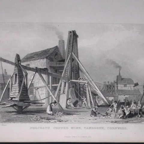 Cornwall Cambourne Dolcoath Copper Mine Antique 193 Years-Old Steel-Engraving-8
