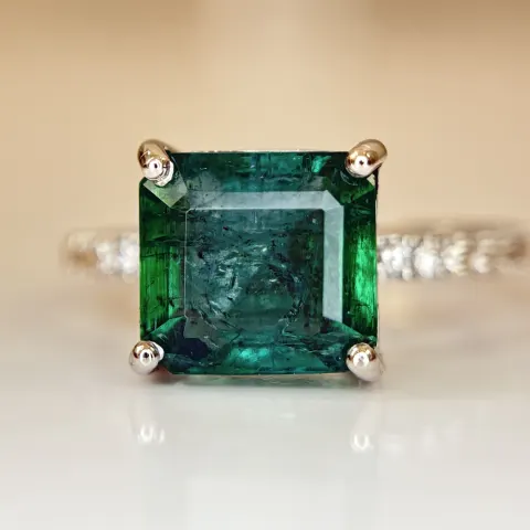 Beautiful 3.42 CT Natural Emerald Ring With Natural Diamonds & Platinum 950