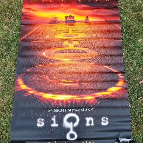 Signs Original UK Cinema Vinyl Banner Alien Crop Circle UFO Mel Gibson