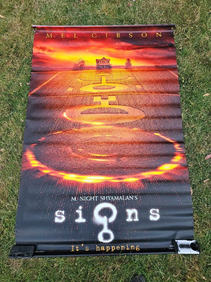 Signs Original UK Cinema Vinyl Banner Alien Crop Circle UFO Mel Gibson