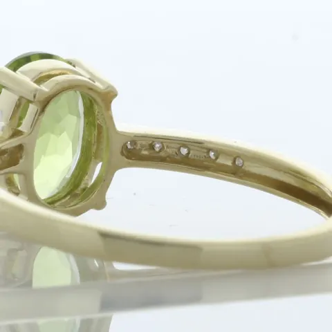 9ct Yellow Gold Diamond And Peridot Ring (P1.28) 0.04 Carats