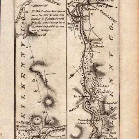 Ireland Rare Antique 1777 Map Dublin  Waterford Athy Co Kilkenny Co Kildare.