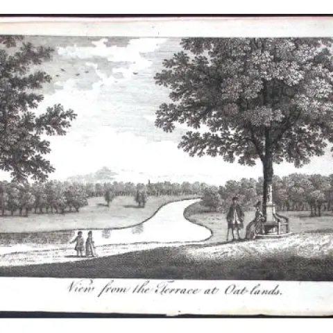 Surrey Terrace at Oatlands Rare Georgian Copper Antique 1776 Engraving-107.