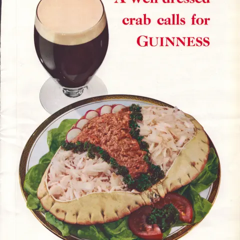 Original 65-Year-Old 1959 Guinness Print Well Dressed Crab– GE 3155   #-4.