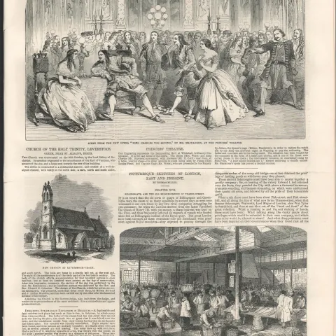 Billingsgate Fish Market Antique Victorian  1849 Newspaper