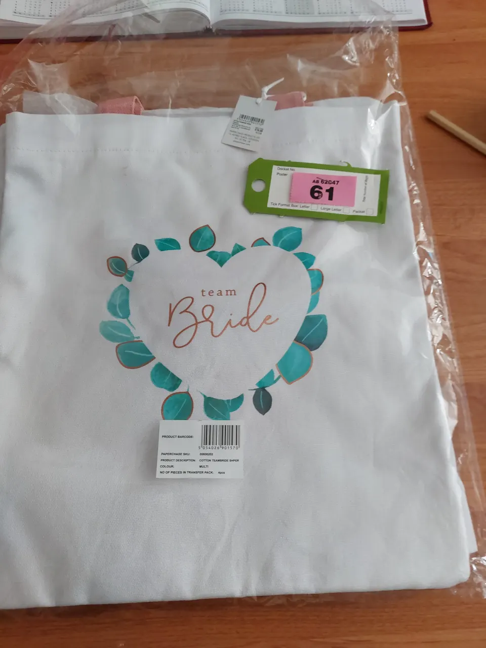 Team Bride tote bags x 4