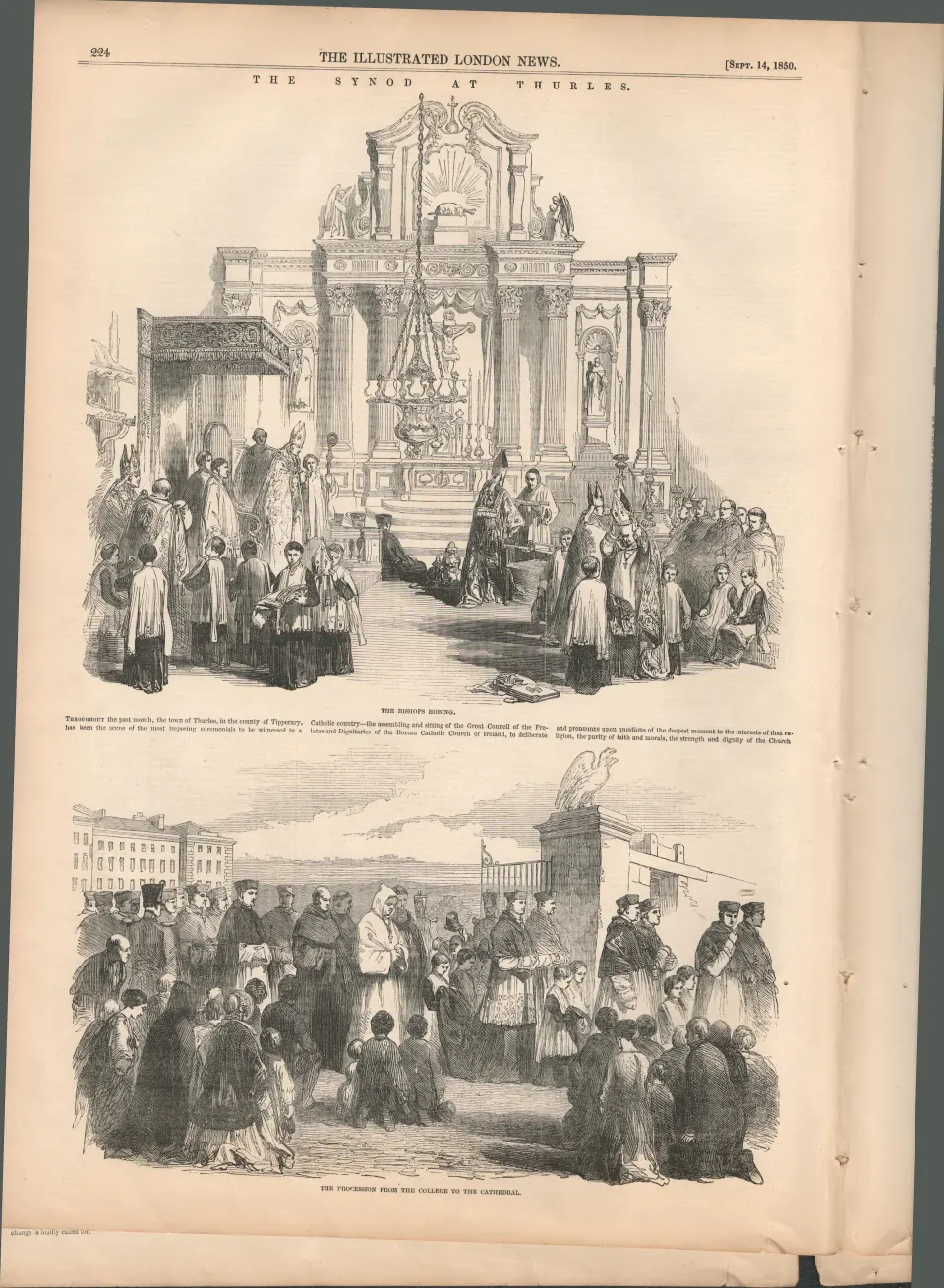 The Assemble of the Catholic Church Synod at Thurles 1850 Newspaper