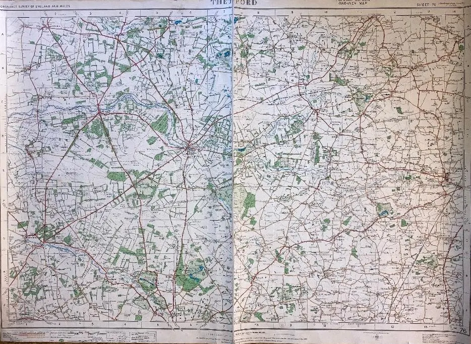 Thetford Cloth Backed Antique 1920 Engineering Working Map.