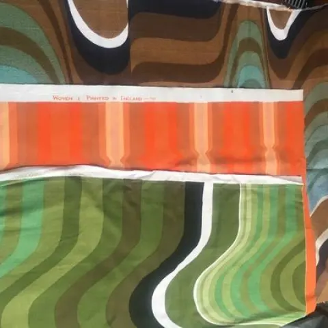 Barbara Brown (1932) Rare, Fabric Remnant’s For Wall Hanging, Screen-print In Vibrant Colours, 1972