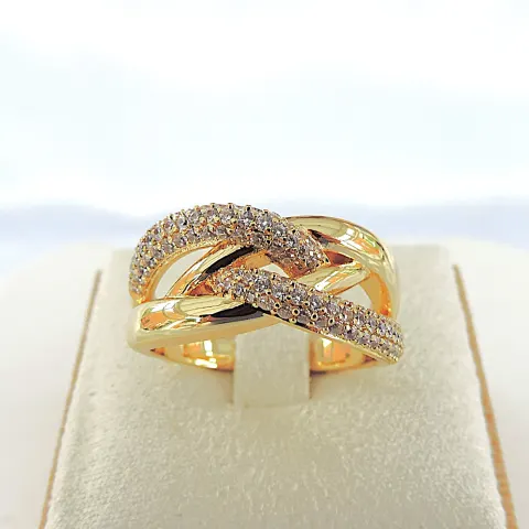 18k Gold 925 Silver Gemstone Crossover Ring 'New'