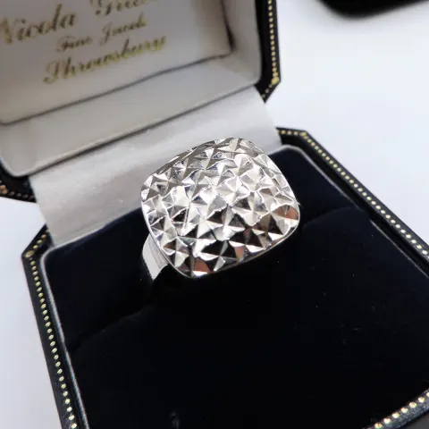 Diamond Cut Silver Ring New with Gift Pouch