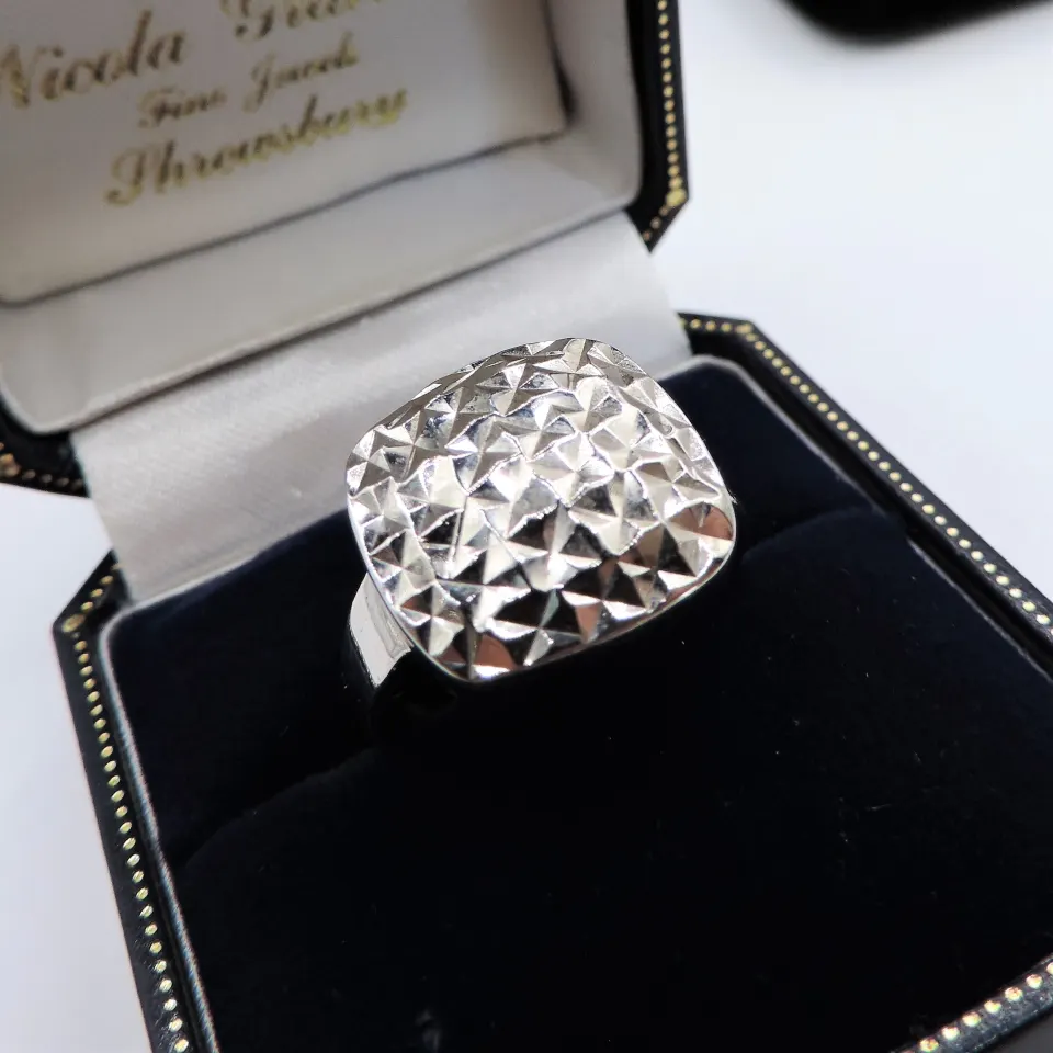 Diamond Cut Silver Ring New with Gift Pouch