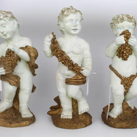 Set of 3 Vintage Painted Cherub Figures