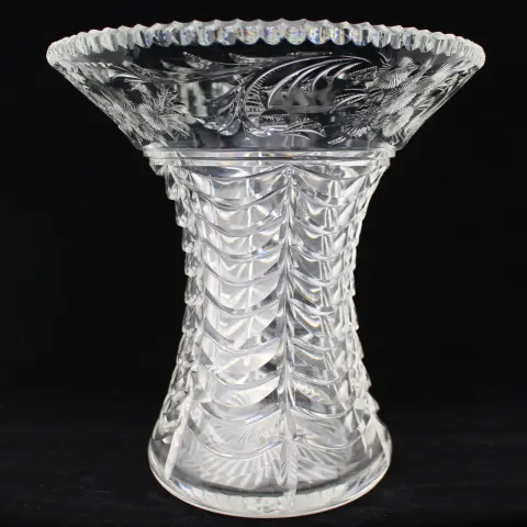 Mid-20th Century English Cut Crystal Splayed Vase