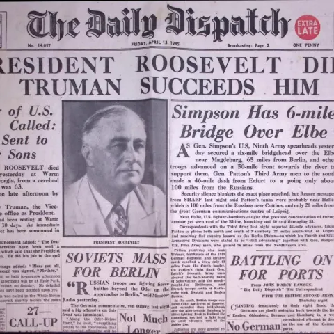 President Roosevelt Dies, Truman Succeeds Him. WW2 Original 1945 Newspaper-17.