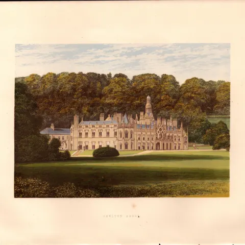 Shelton Abbey Arklow Co Wicklow Gilt-Edge Coloured Antique Book Plate.