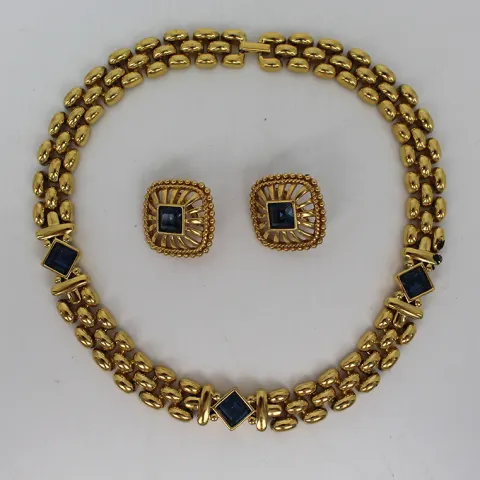 Vintage Swarovski Demi Parure Necklace & Earrings Sapphire Style