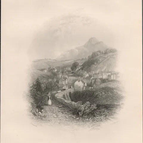 Enniskerry Town Co Wicklow 1837-38 Victorian Antique Engraving