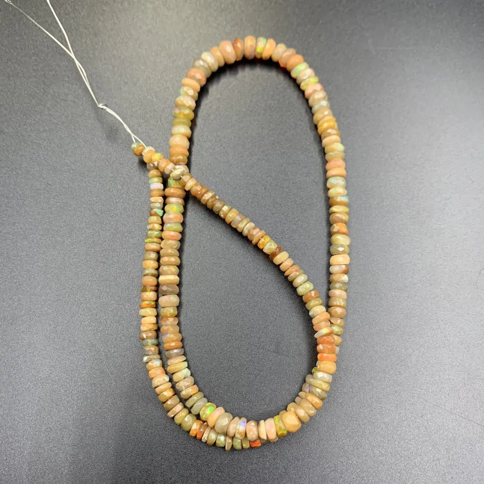 VDF-65, Awesome Natural Top Quality Fire Opal Faceted Beads Strand.