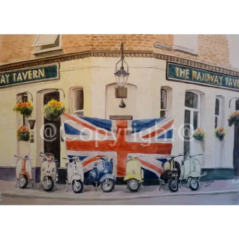Mods Meet London Pub Vespa's & Lambretta's Nostalgic 1960's Metal Wall Art