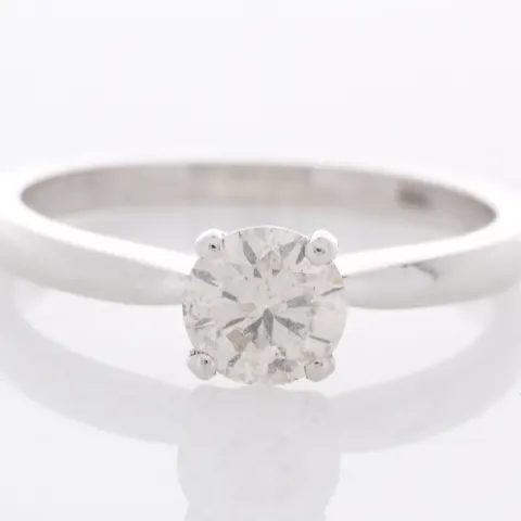 18ct White Gold Single Stone Prong Set Diamond Ring 0.57