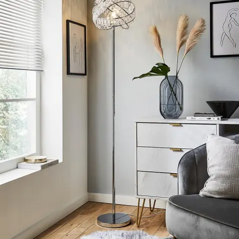 (131/Mez) RRP £89. Twist Acrylic Floor Lamp. Dimensions: (D32.5x H161cm). (No Box In Lot).