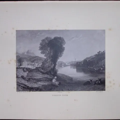 J.M.W Turner Rare “Tamerton Castle Cornwall” 1873 Picturesque Views in England-17