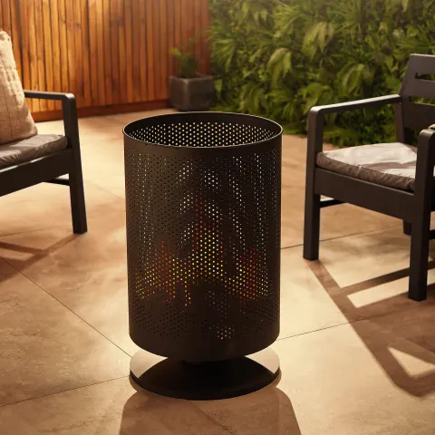 Brazier Fire Pit, Mesh Fire Basket, Poker, Steel Material, Outdoor, Garden,  Firepit Heater/Burner