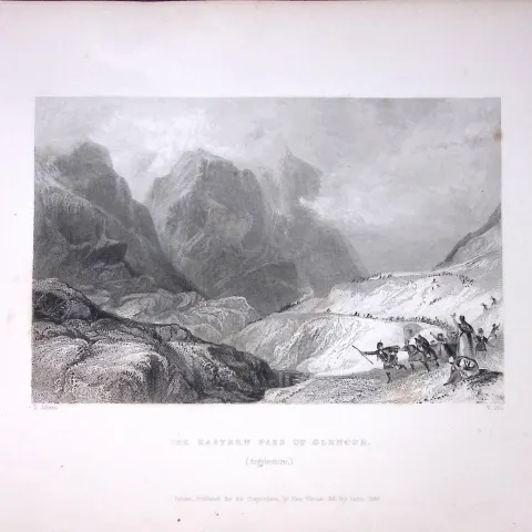 Glencoe Eastern Pass Scotland W Beattie 188 Years-Old Antique Steel Engraving-39