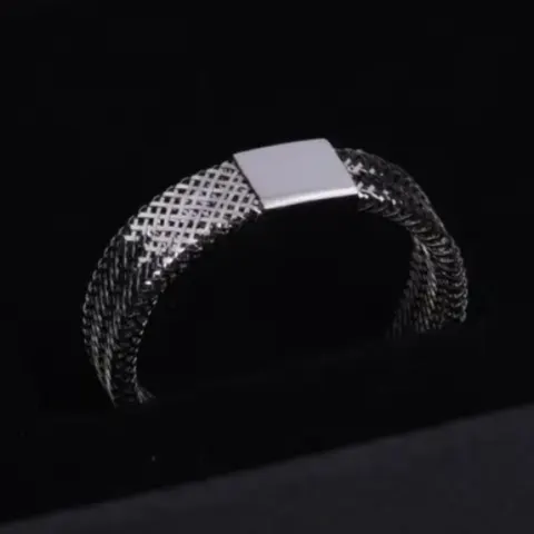 NEW! Italian Made - 9K White Gold Stretchable Ring