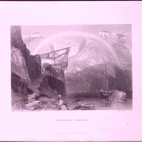 Cornwall Tintagel Castle WH Bartlett 183 Years-Old Antique Steel Engraving-44