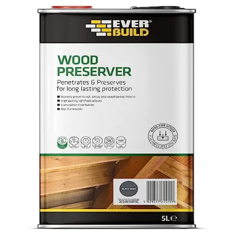 Everbuild Wood Preserver – Interior And Exterior Use  SLATE GEY 5L