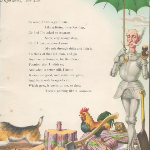 Double Sided Guinness Illustration Page 1952 "Alice In Wonderland"A Genuine Double Sided