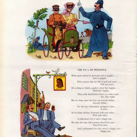 Original 62-Year-Old 1962 Guinness Print The PC’s of Penzance– GE 3687  #-23.