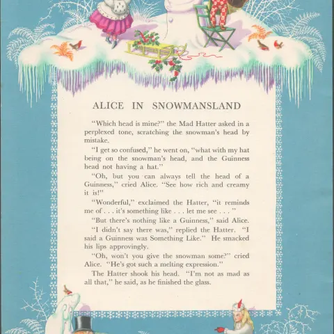 70 Years Old Alice In Wonderland Guinness Print Alice in Snowmansland
