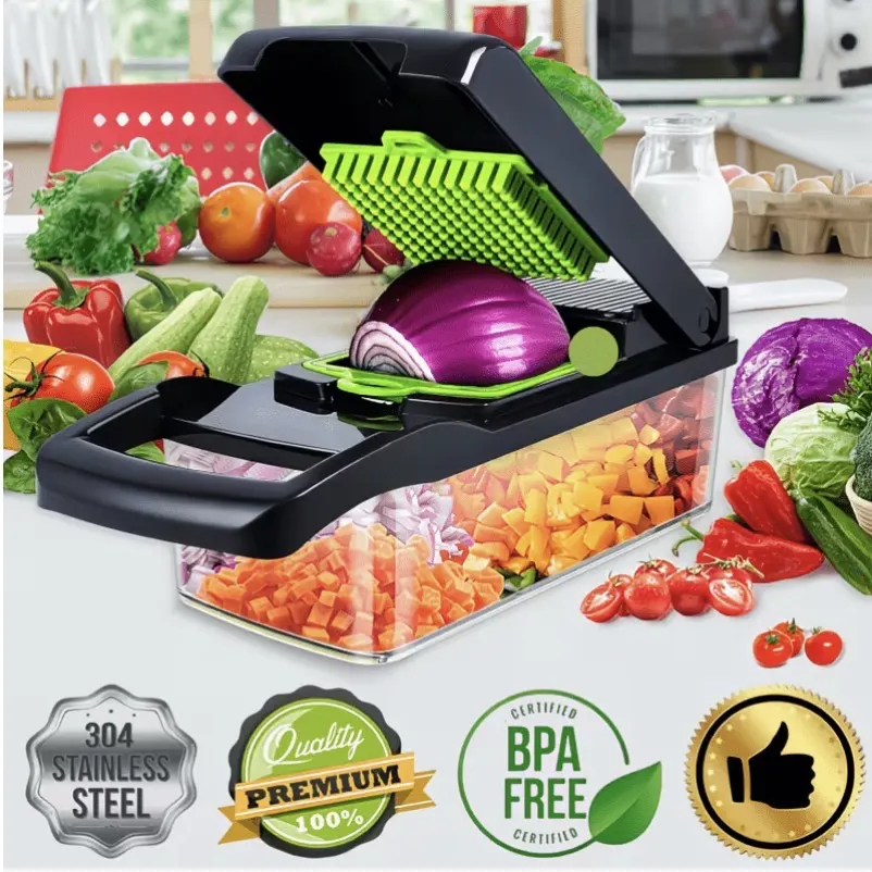 Vegetable Chopper, 18 In 1 Slicer - Multifunctional Food Cutting Machine With 7 Interchangeable