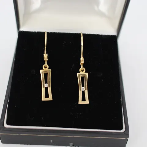 9ct Gold Diamond Drop Earrings