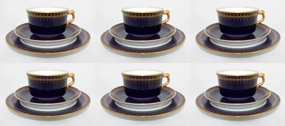 Set of 6 Romanov Collection Cobalt Blue Trios