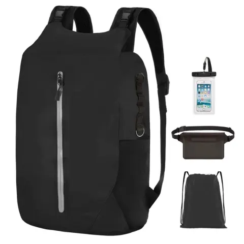 Black Waterproof Dry Bag with Waist Pouch and Phone Case L11c