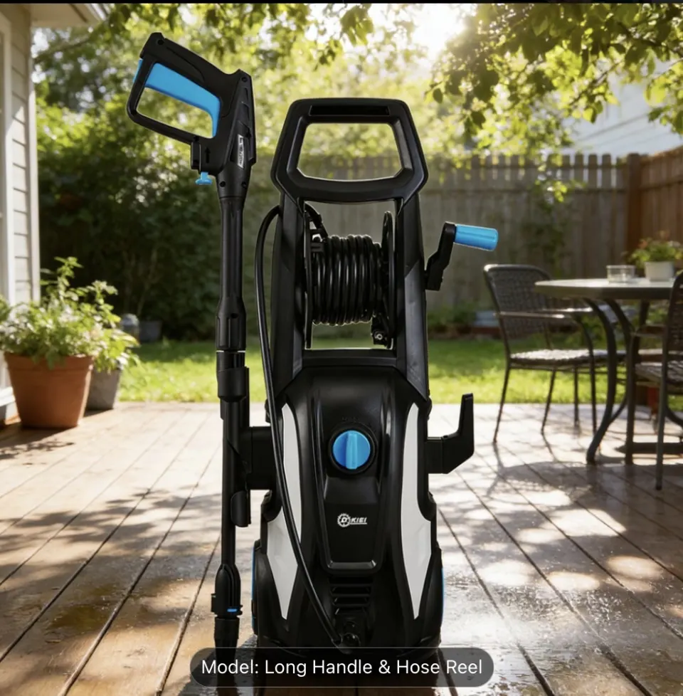 Garden Patio Deck High Pressure Washer Portable Trolley Jet Wash Cleaner With Hose Reel & Spray Gun