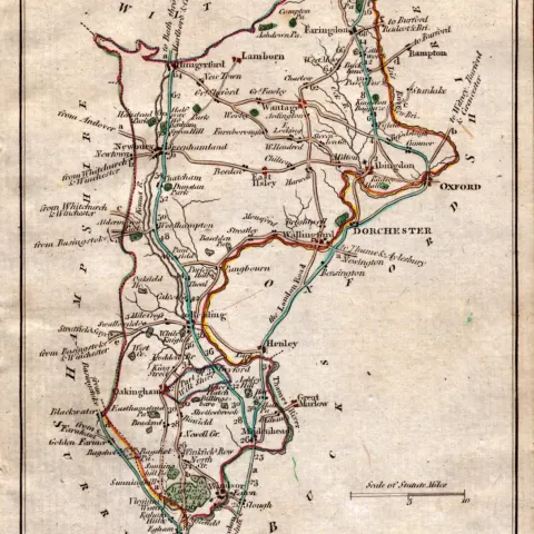 Berkshire John Cary’s c1791 Antique Coloured George III  Engraved Map.