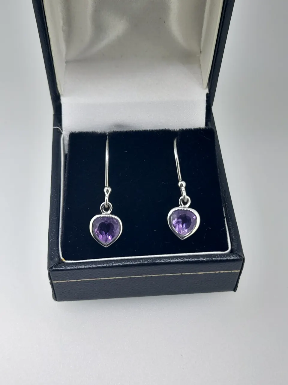 Silver AAA Amethyst Set Drop Earrings